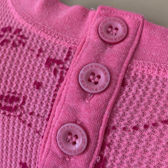 FOX Y2k FOX Pink Patterned Long Sleeve waffle knit Top M - Picture 8 of 14